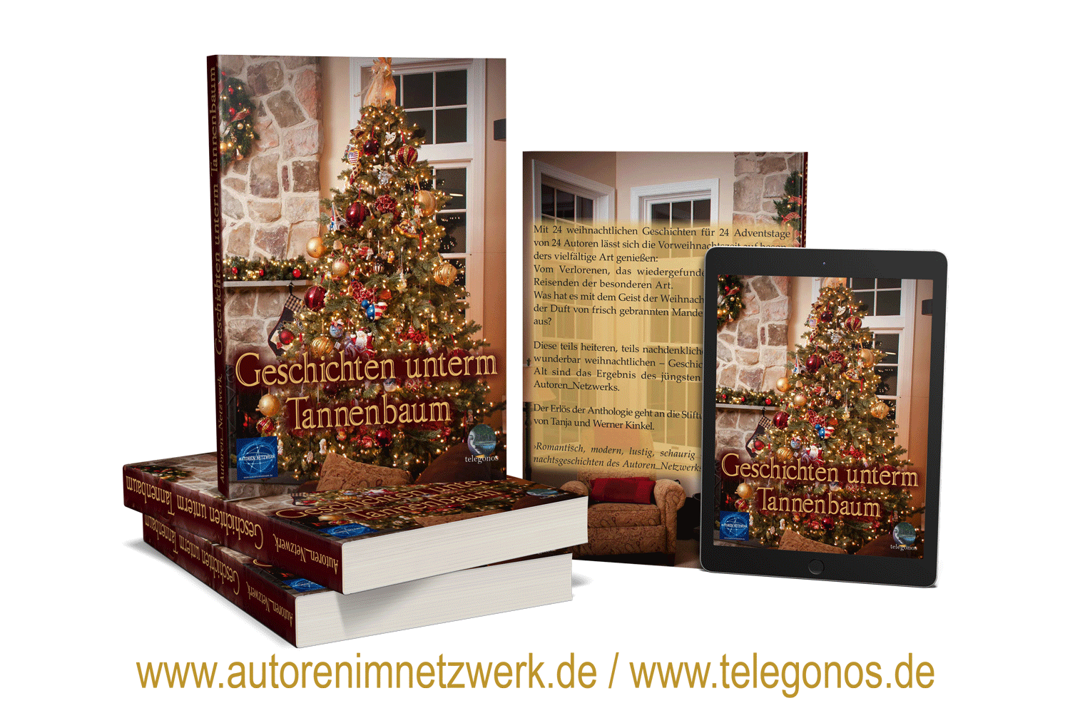 Bücherstapel Geschichten unterm Tannenbaum